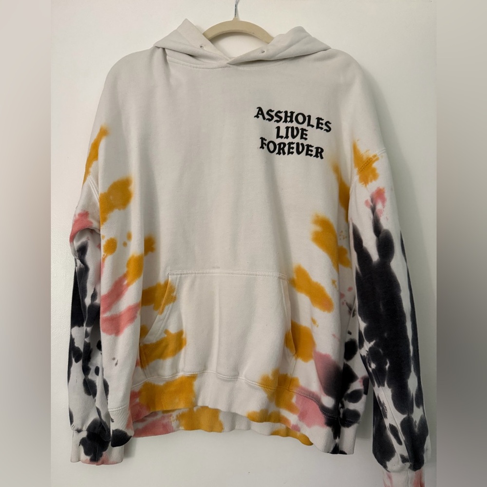 Assholes Live Forever White Tie-Dye Hoodie Sweatshirt